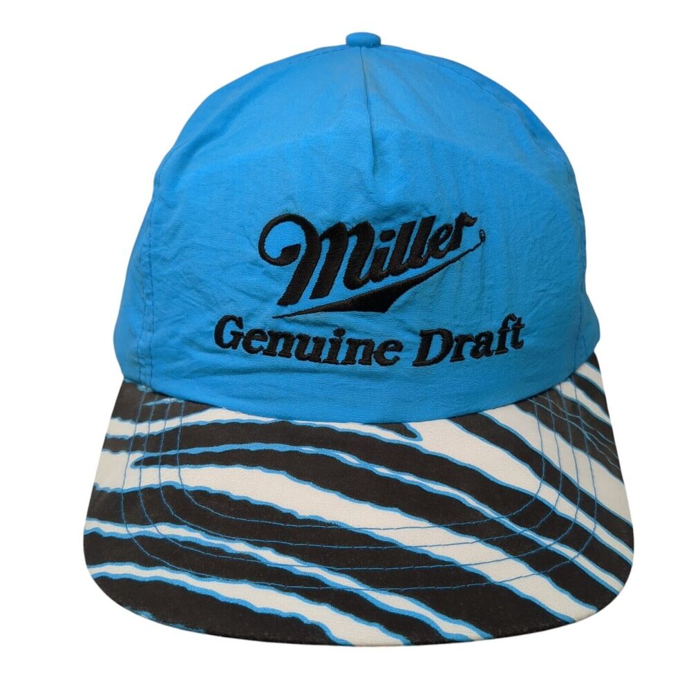 Miller Genuine Draft Snapback Hat Blue One Size Adjustable Striped
